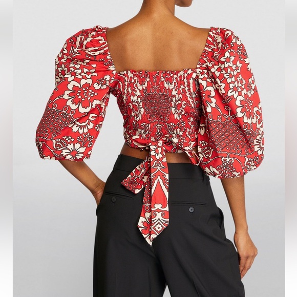 Rhode Floral Iris Crop Top Red Floral Print Womans Size Large - Picture 2 of 8